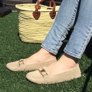 Louis Vuitton Suede Loafer with Gold “LV”
